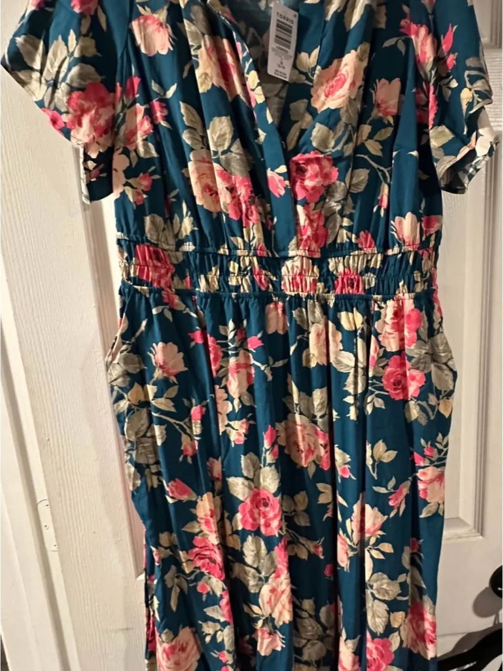 torrid NWT Teal Floral Maxi Dress with Pink Roses
